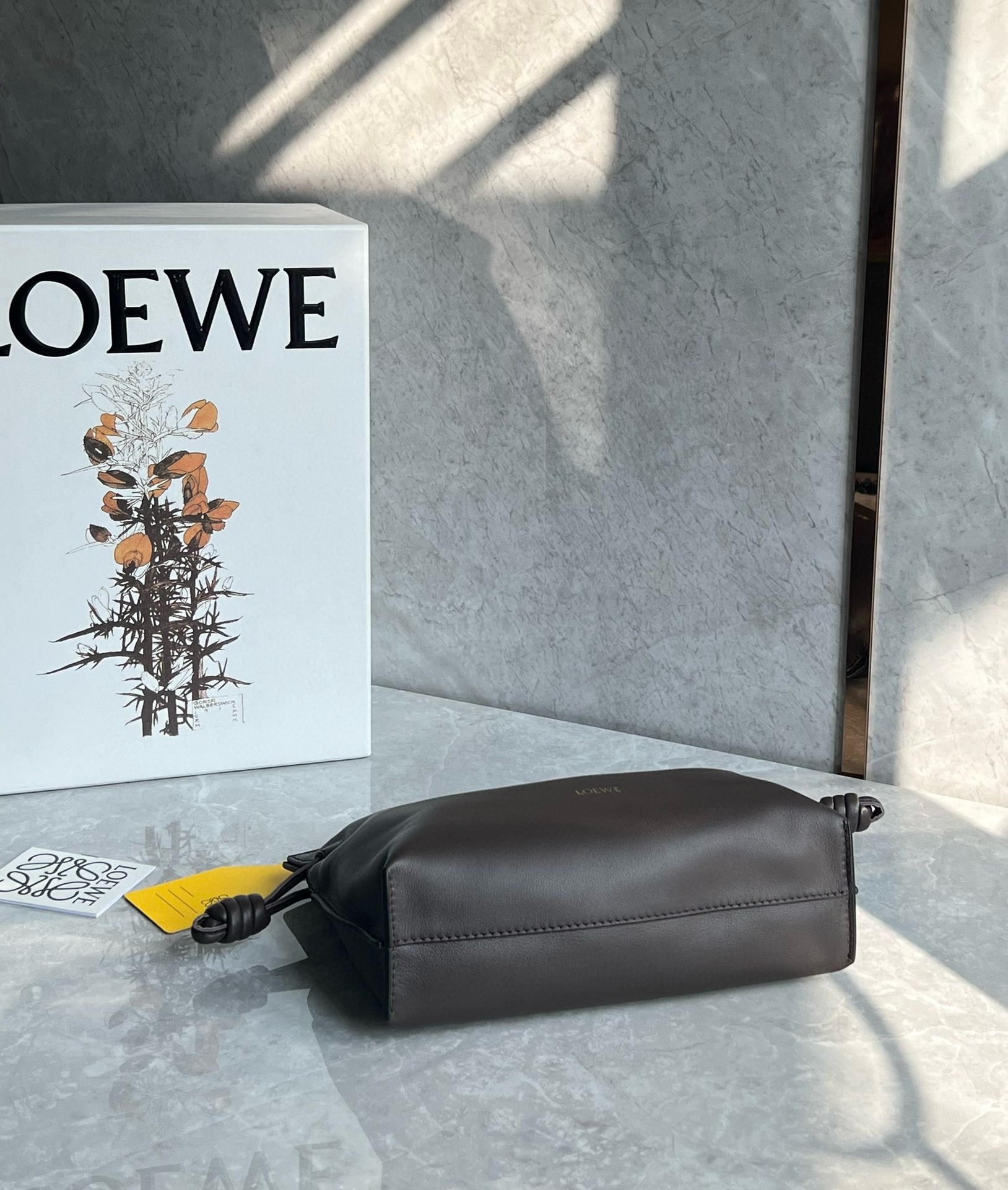 L0ew* mini flamenco clutch bag in chocolate nappa calfskin