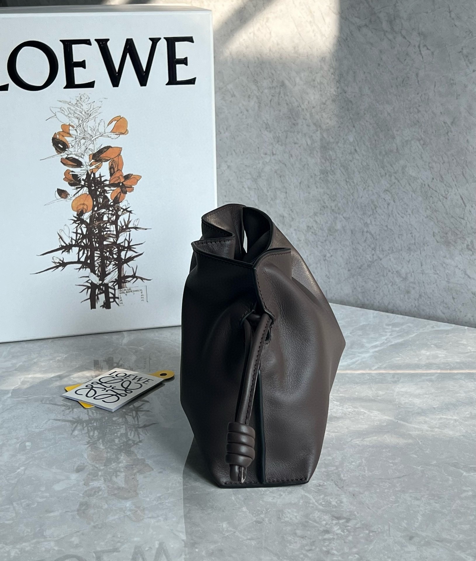 L0ew* mini flamenco clutch bag in chocolate nappa calfskin