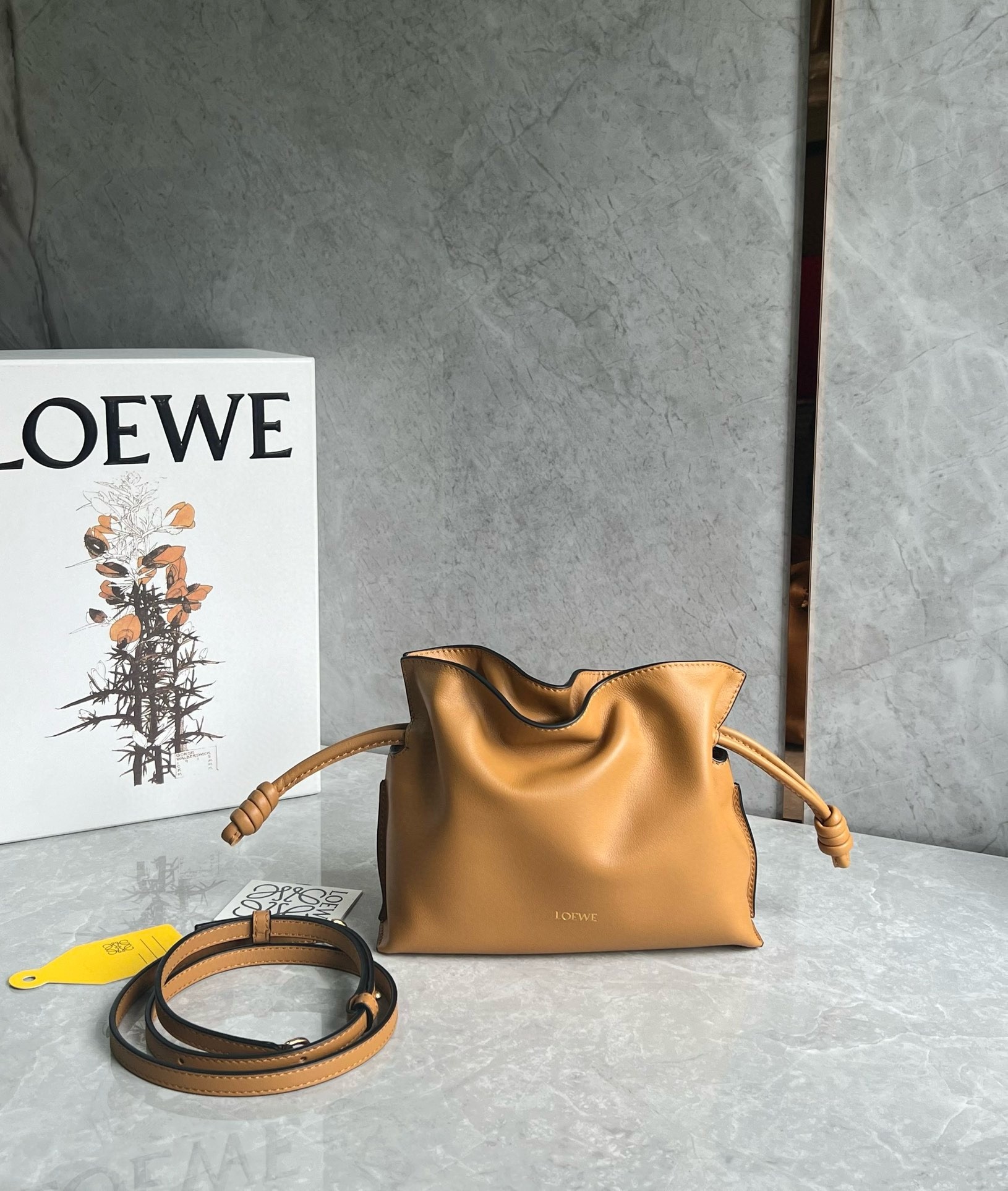 L0ew* mini flamenco clutch bag in warm desert nappa calfskin