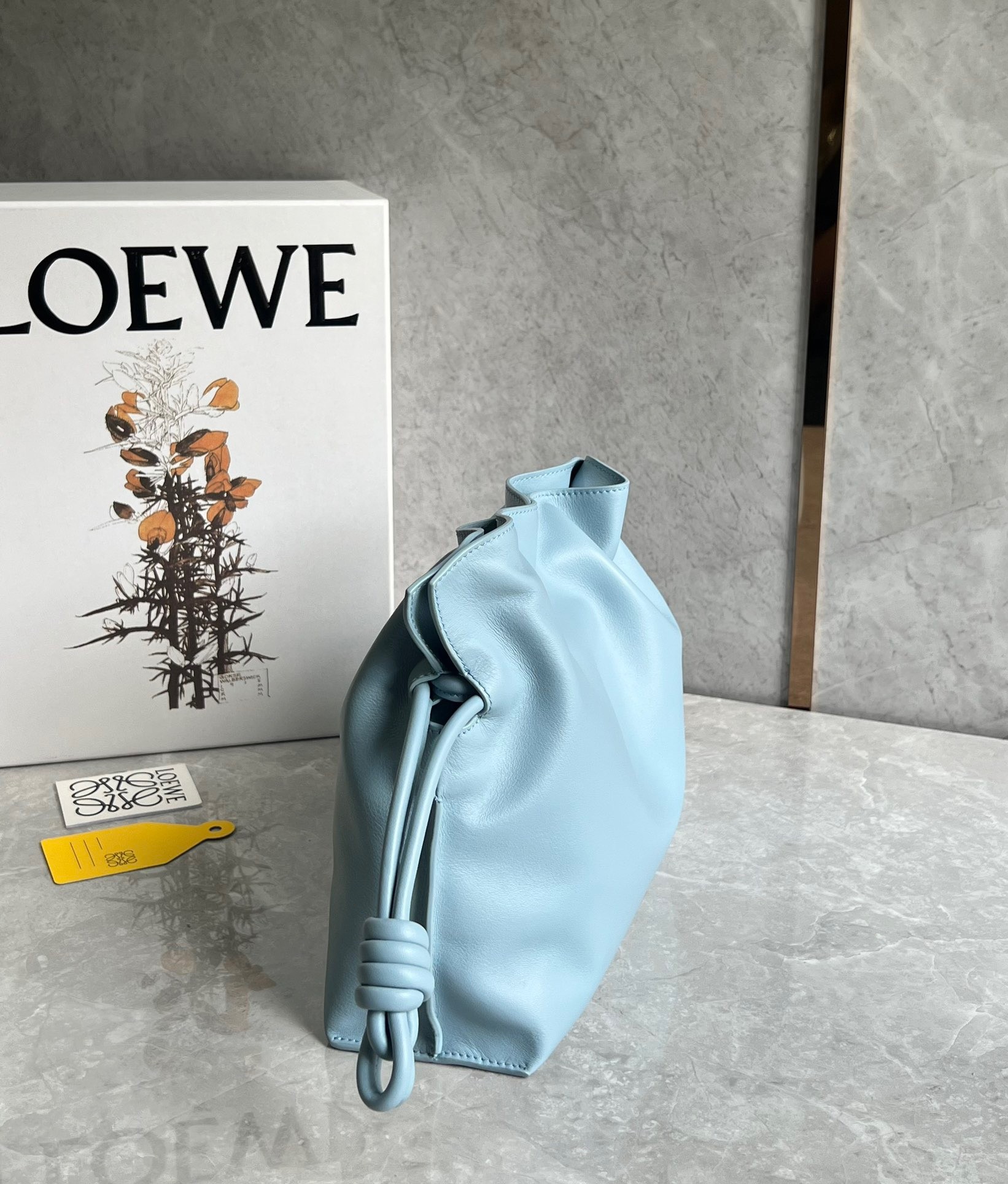 L0ew* flamenco clutch bag in dusty blue calfskin