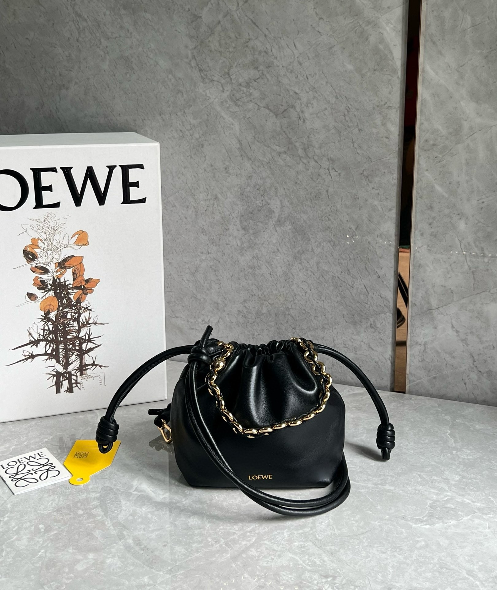 L0ew* mini flamenco purse bag in black nappa lambskin