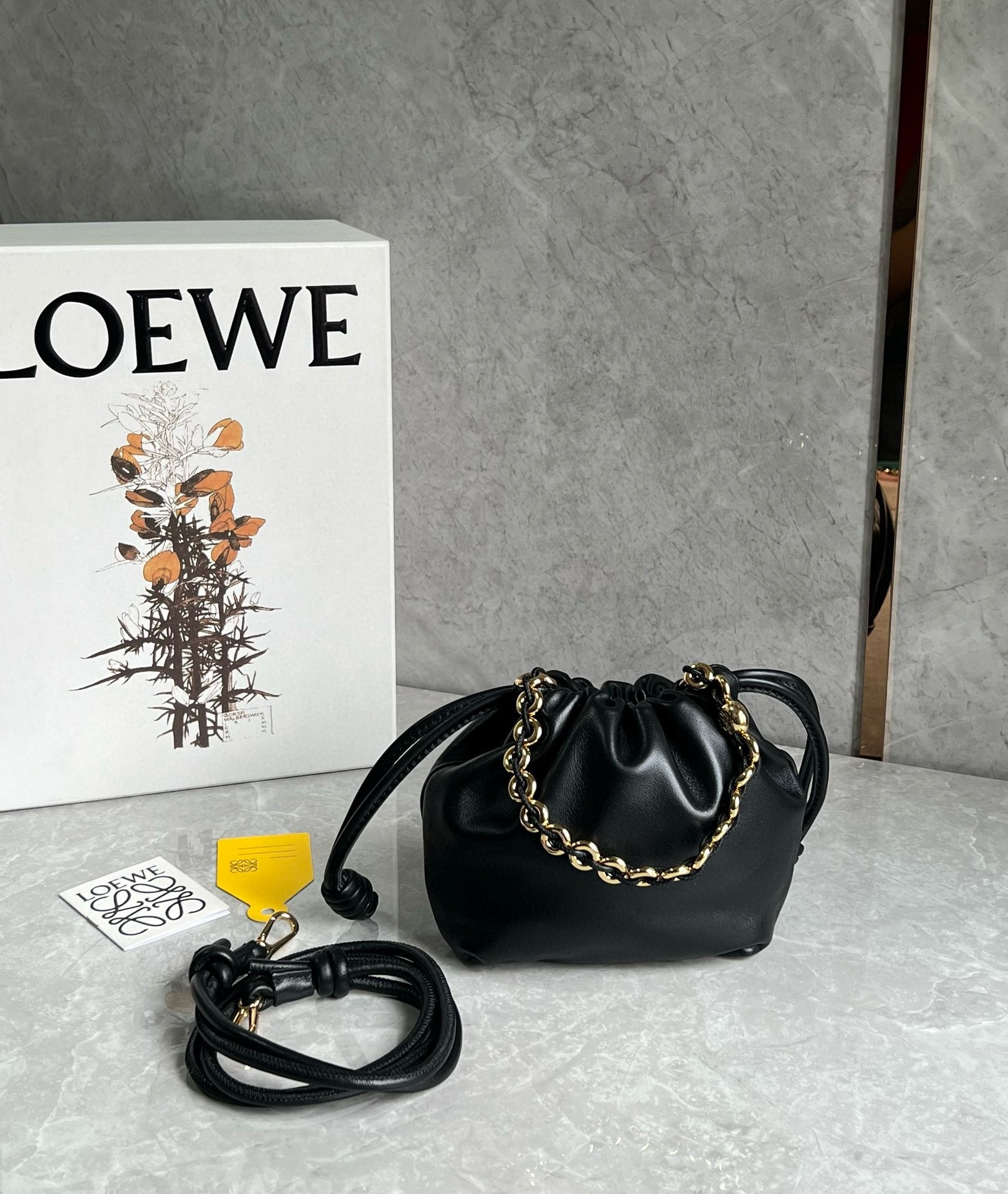 L0ew* mini flamenco purse bag in black nappa lambskin