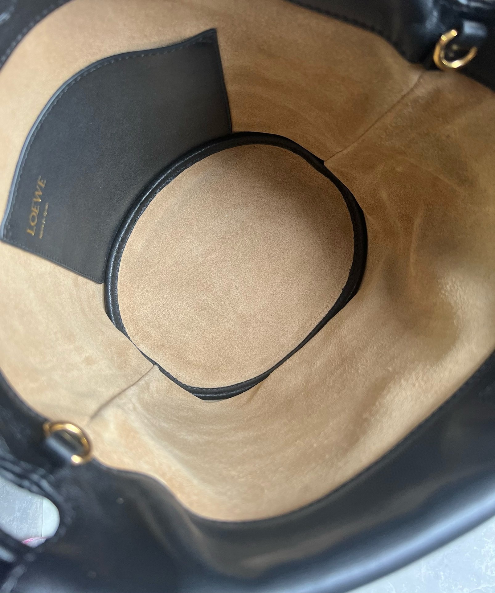 L0ew* flamenco purse bucket bag in black nappa lambskin