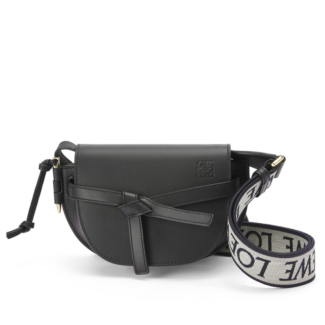L0ew* mini gate dual bag in black calfskin