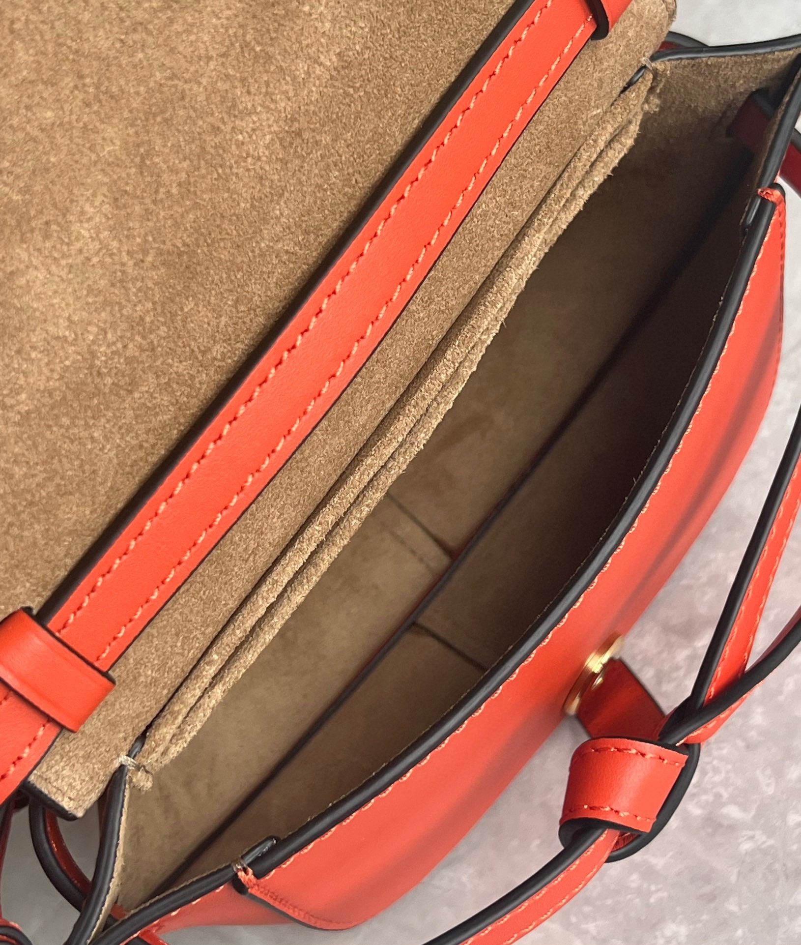 L0ew* gate dual mini bag in sunrise orange calfskin