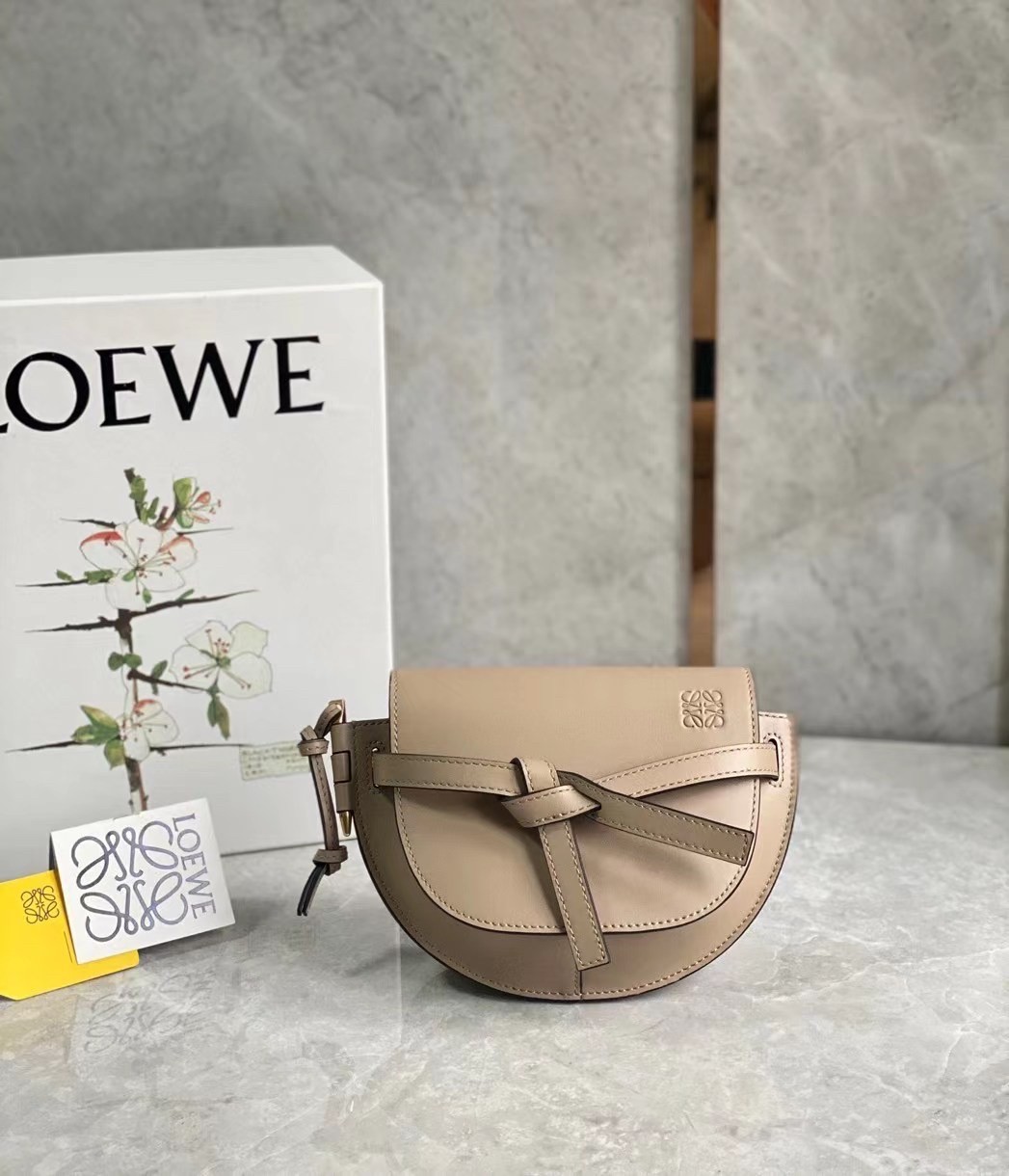 L0ew* mini gate dual bag in sand calfskin