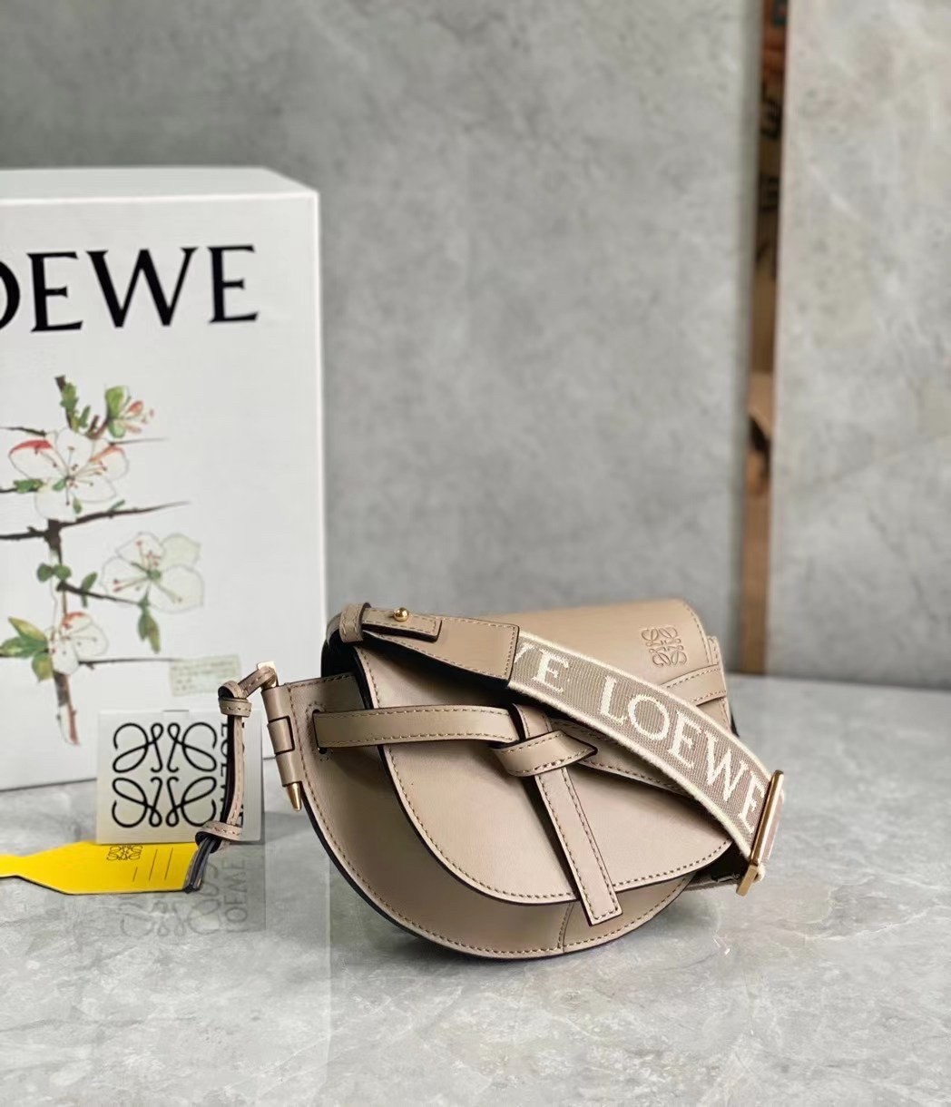 L0ew* mini gate dual bag in sand calfskin