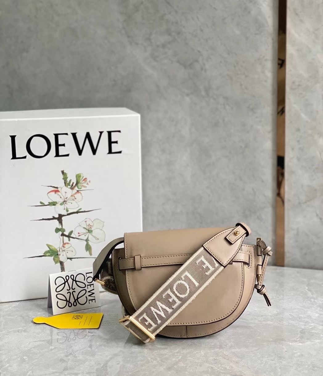 L0ew* mini gate dual bag in sand calfskin