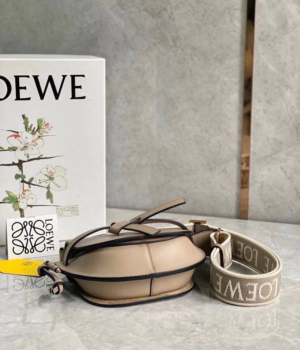 L0ew* mini gate dual bag in sand calfskin