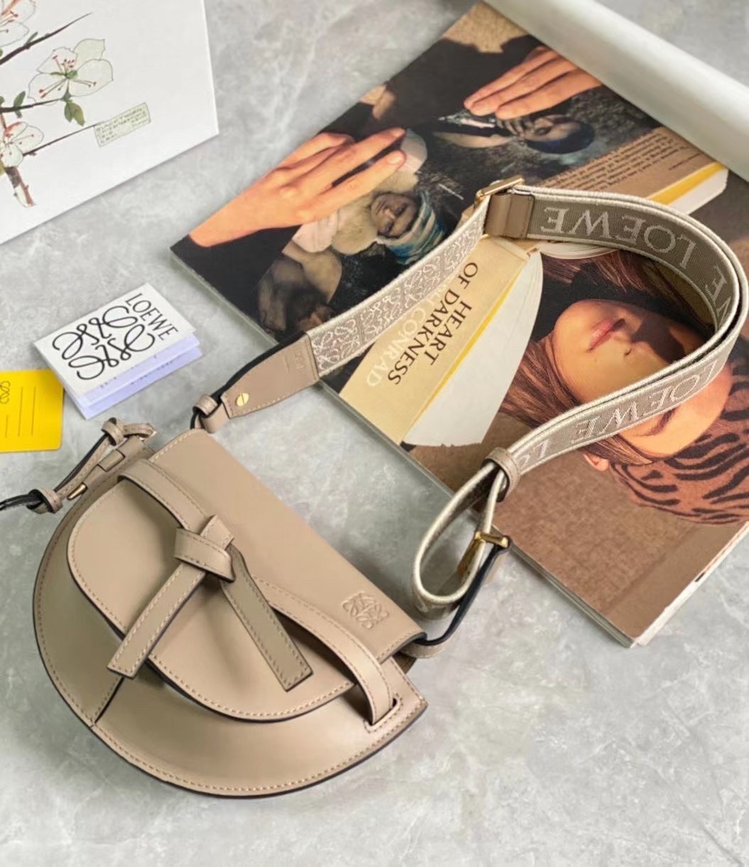 L0ew* mini gate dual bag in sand calfskin