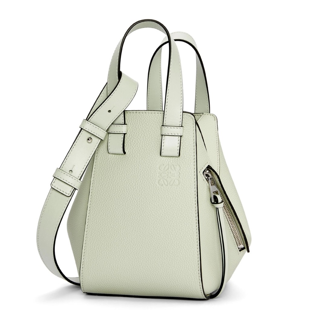 L0ew* compact hammock bag in light celadon grained calfskin