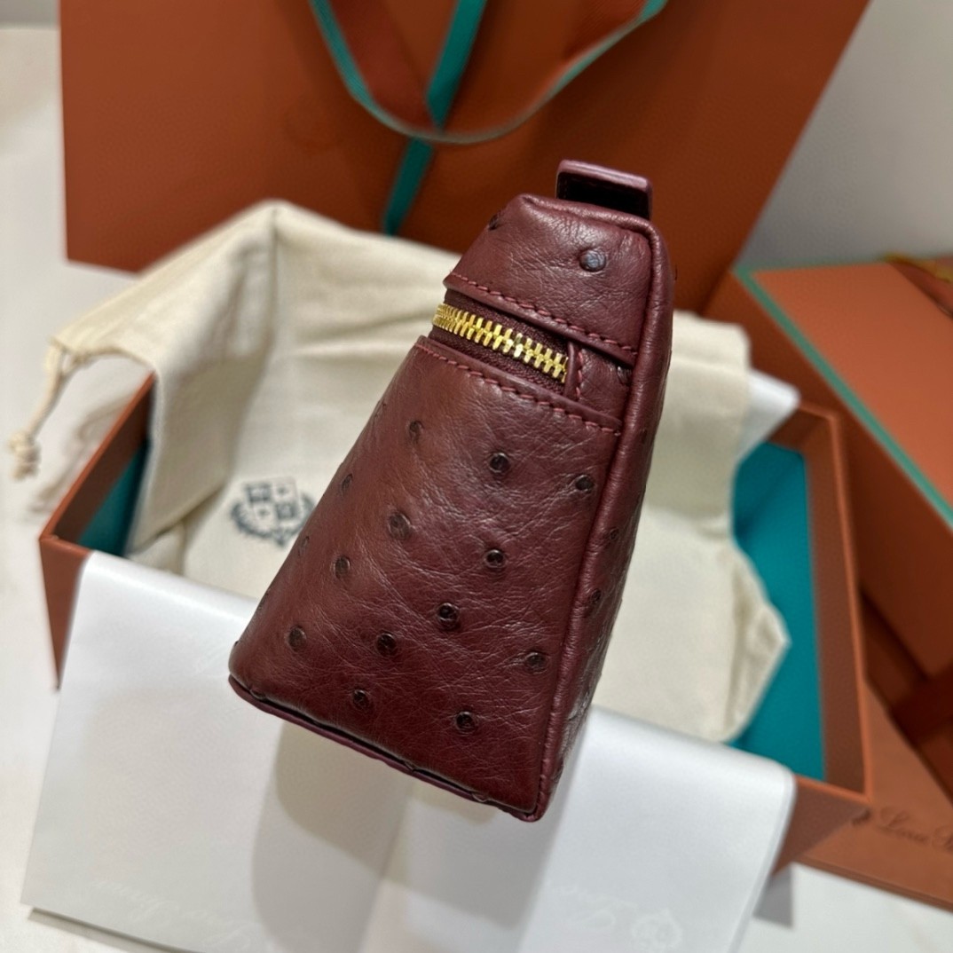 L**o p*ana extra pocket pouch l19 in burgundy ostrich-embossed leather