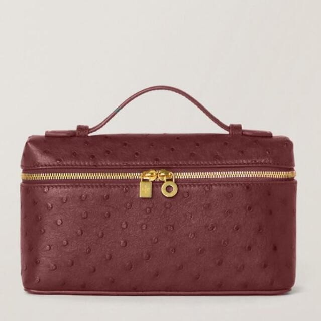 L**o p*ana extra pocket pouch l19 in burgundy ostrich-embossed leather