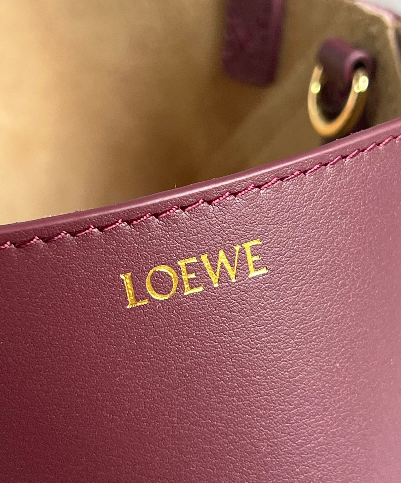 L0ew* mini puzzle fold tote bag in bordeaux calfskin