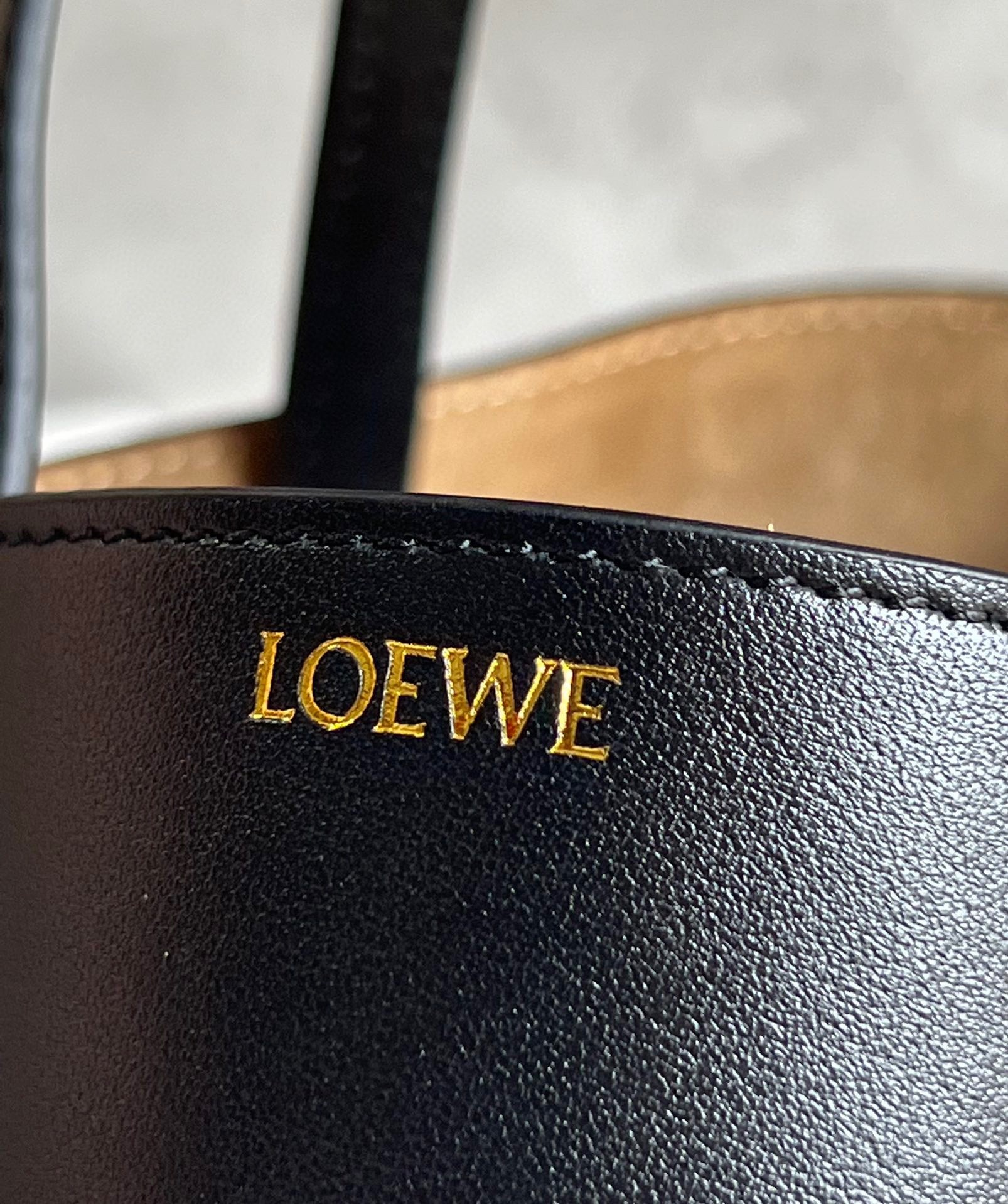 L0ew* mini puzzle fold tote bag in black calfskin