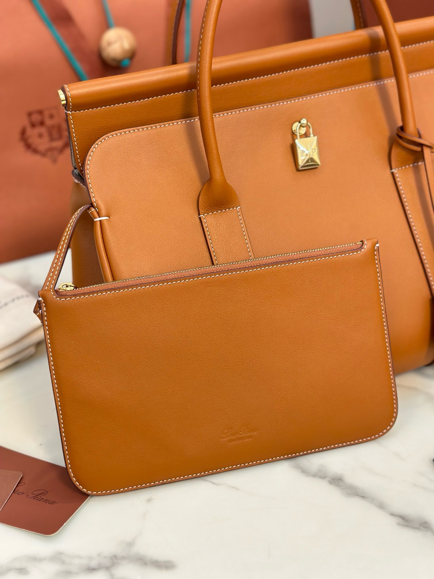 L**o p*ana loom l32 bag in tan smooth calfskin