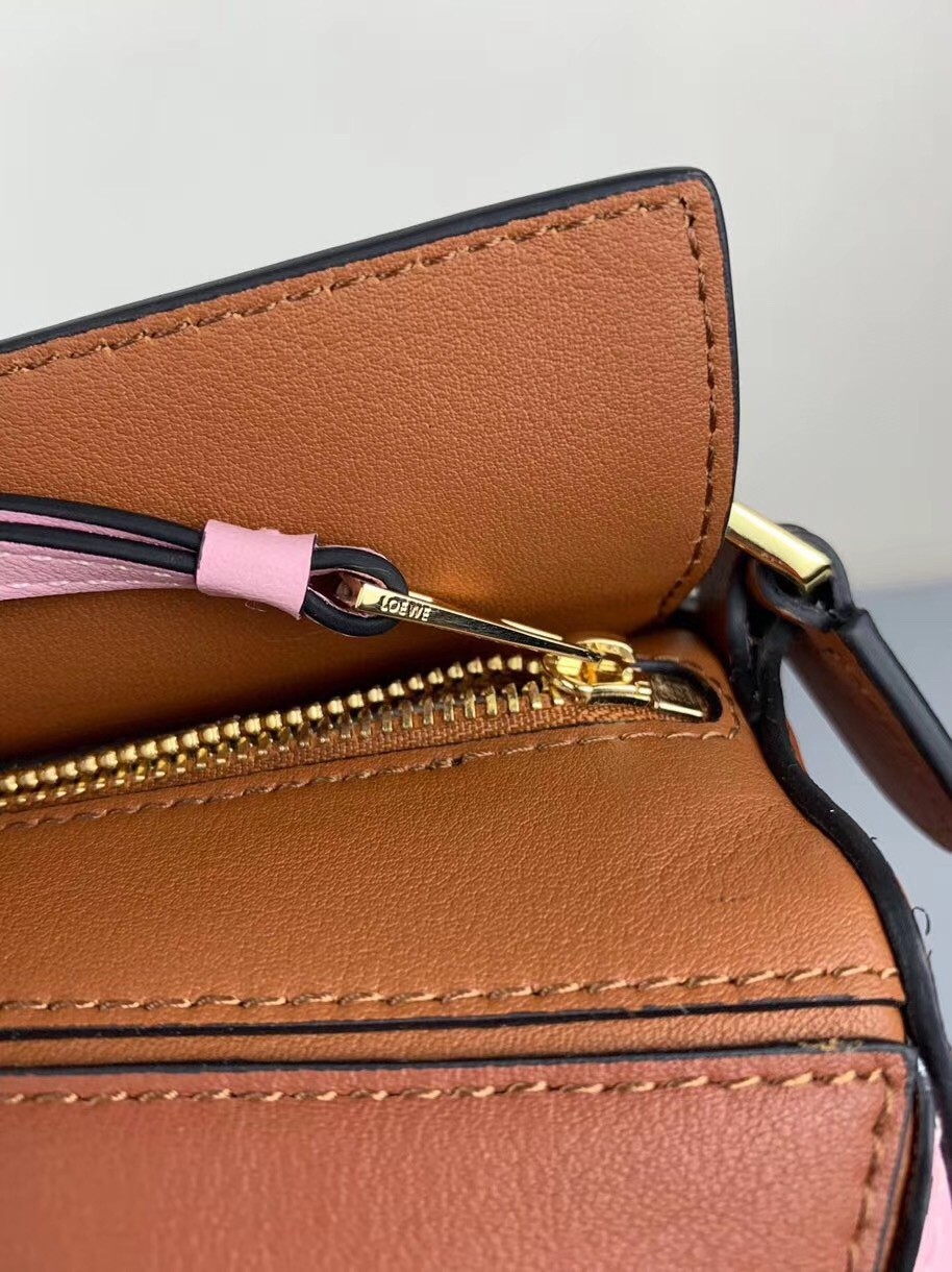 L0ew* mini puzzle bag in brown/camel/pink calfskin