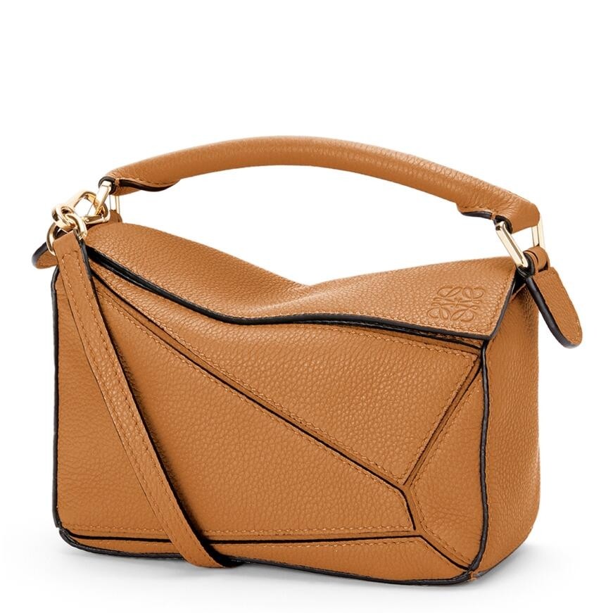 L0ew* puzzle mini bag in brown grained calfskin