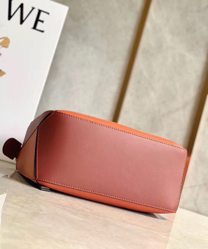 L0ew* small puzzle bag in tan/orange/camel calfskin