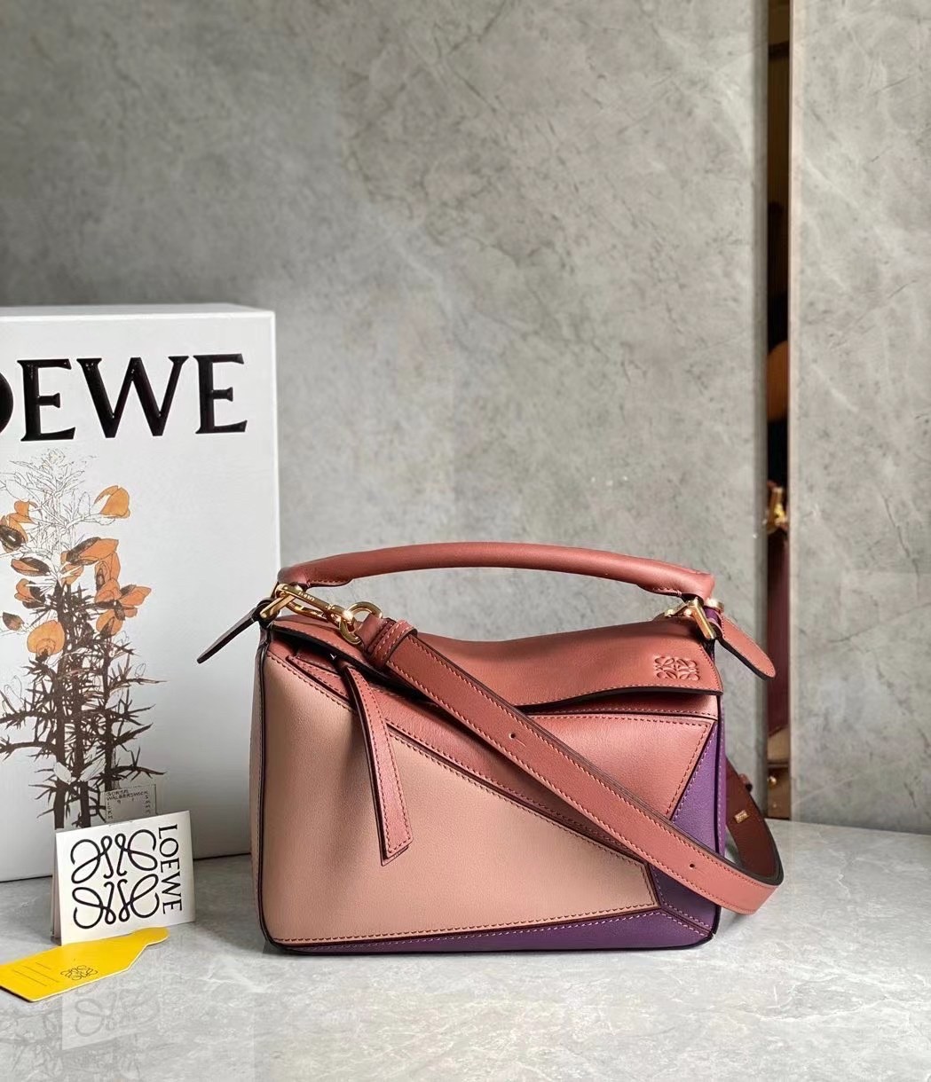 L0ew* puzzle small bag in purple/caramel/blossom calfskin