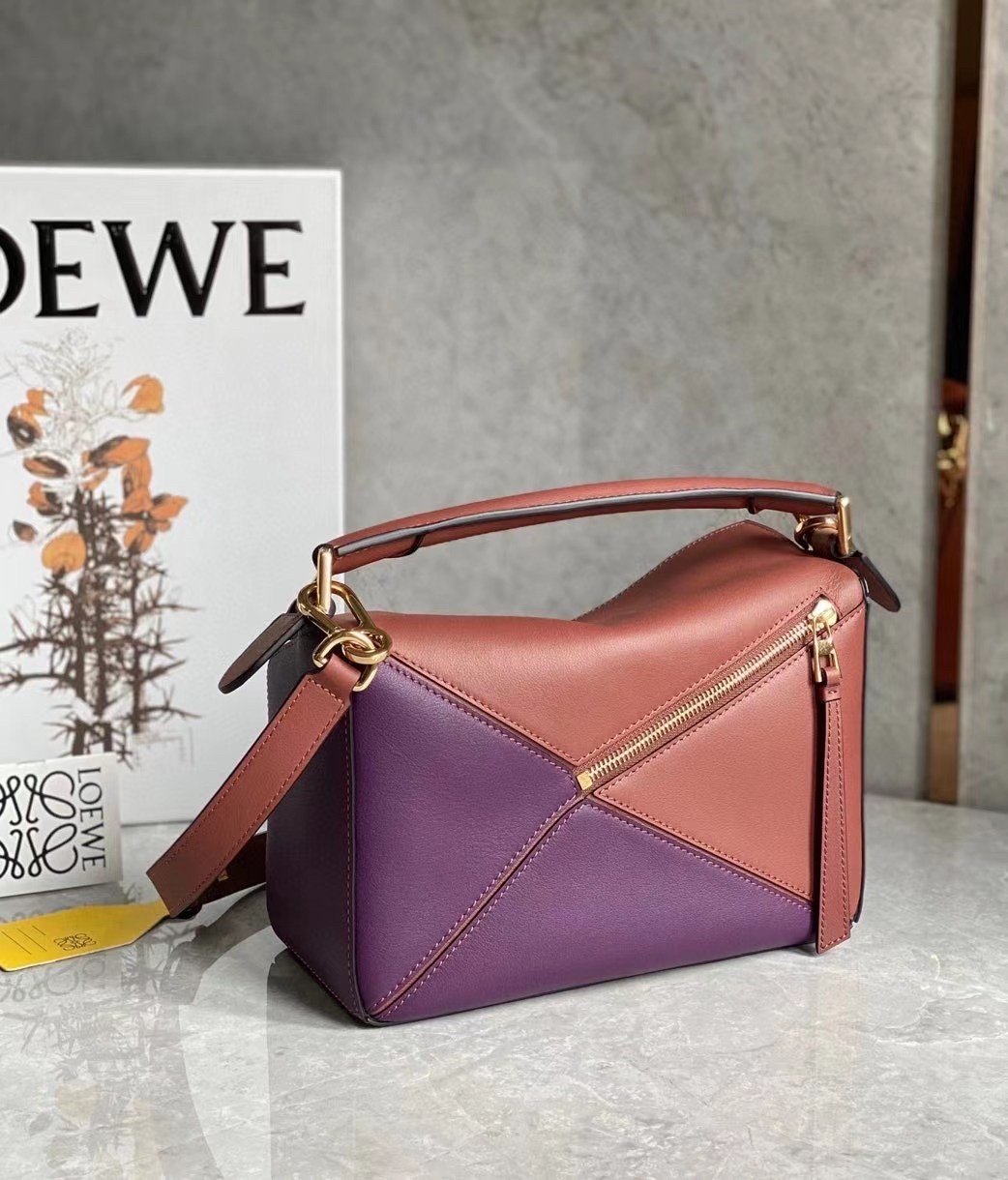 L0ew* puzzle small bag in purple/caramel/blossom calfskin
