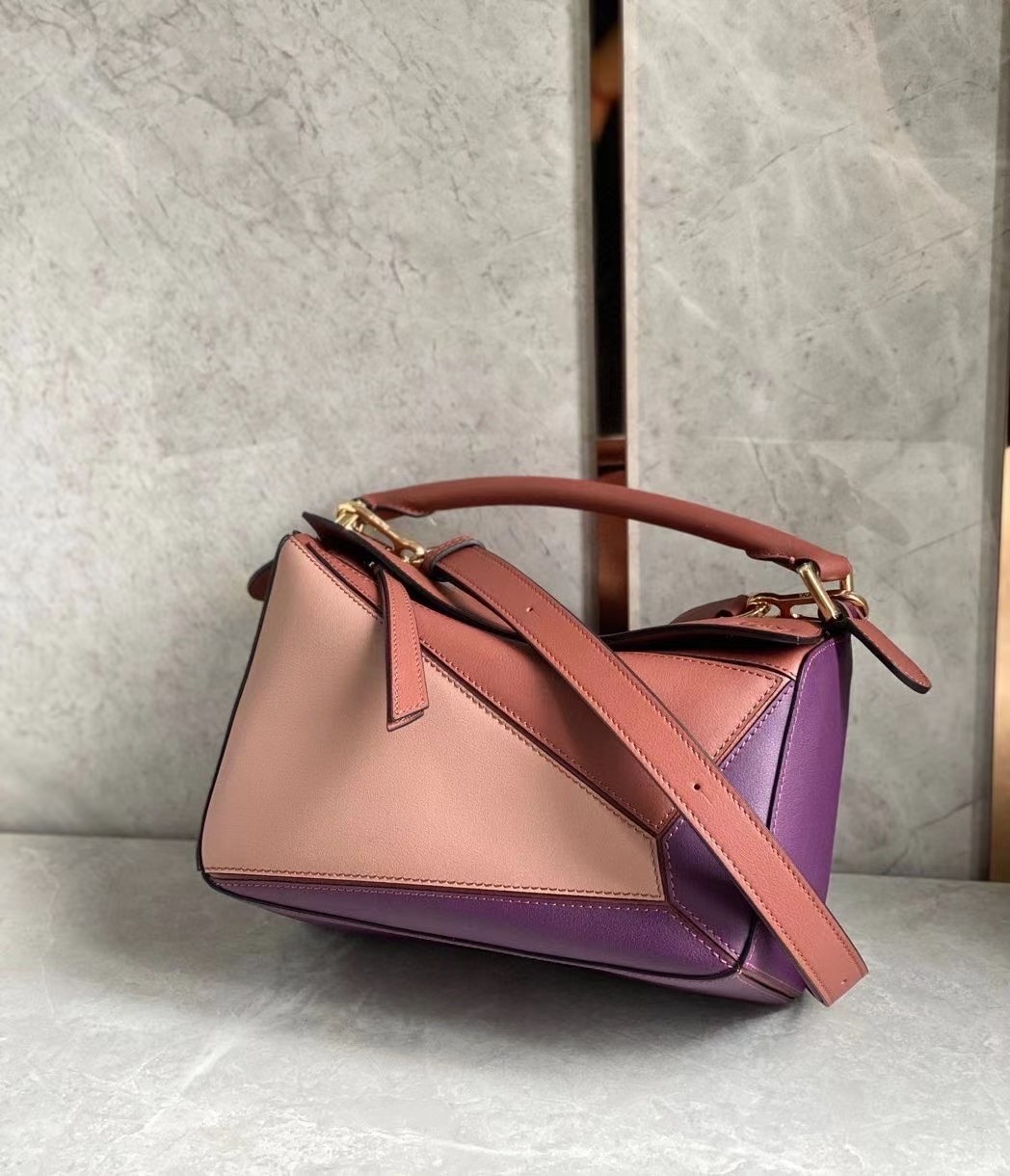 L0ew* puzzle small bag in purple/caramel/blossom calfskin