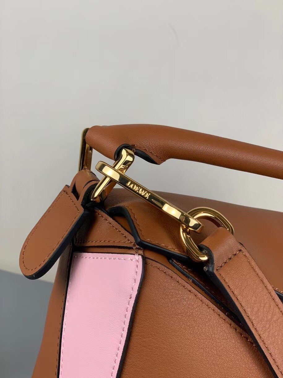 L0ew* small puzzle bag in brown/pink/camel calfskin