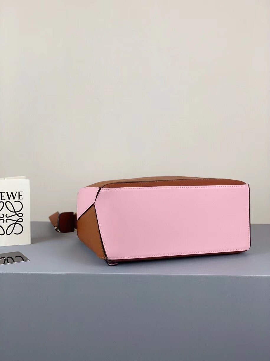 L0ew* small puzzle bag in brown/pink/camel calfskin