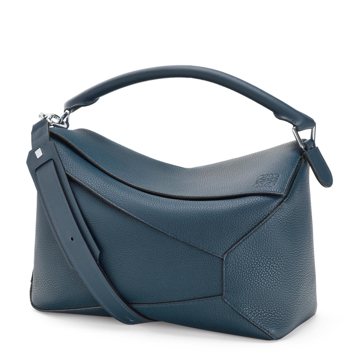 L0ew* large puzzle bag in blue grained leather