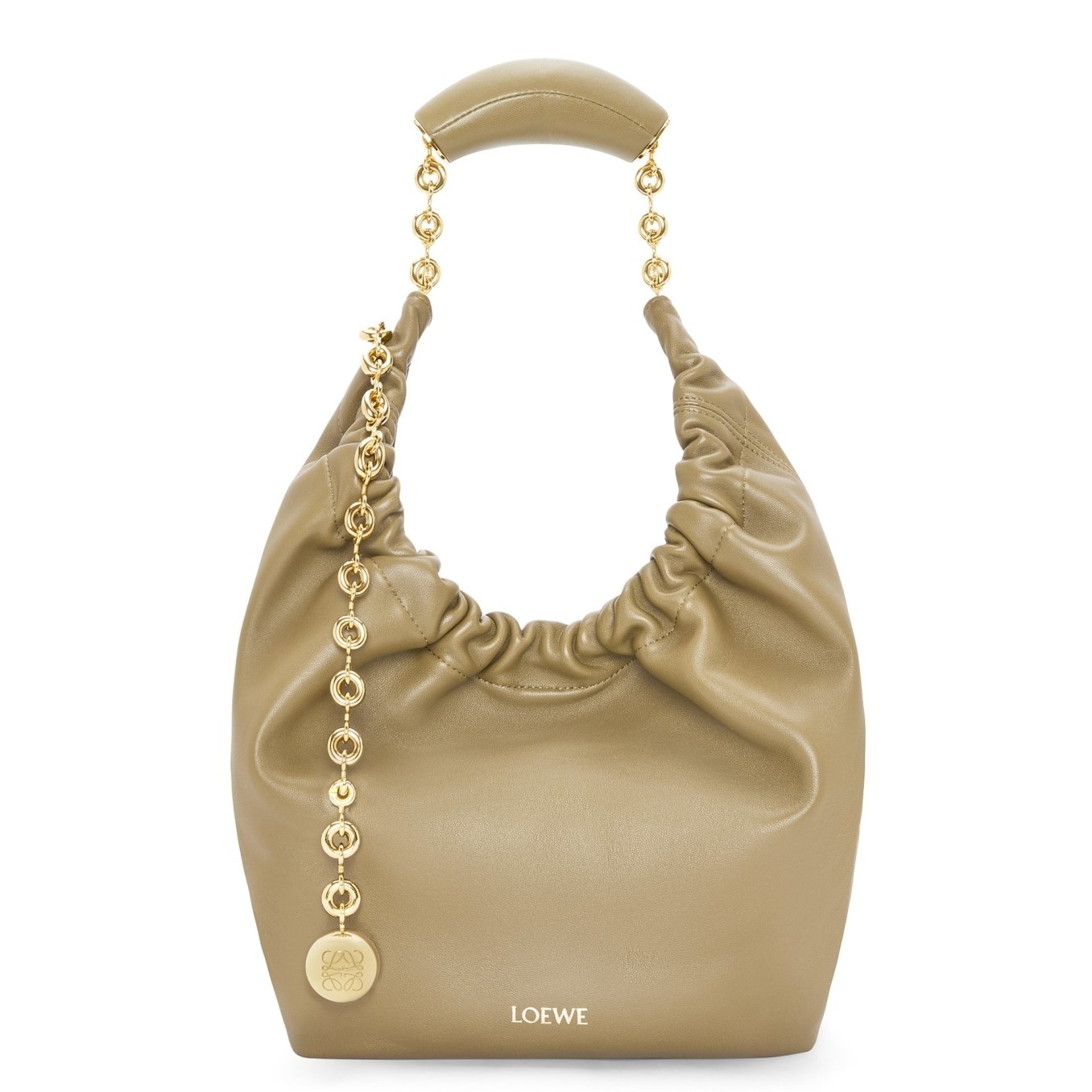 L0ew* small squeeze bag in clay green nappa lambskin