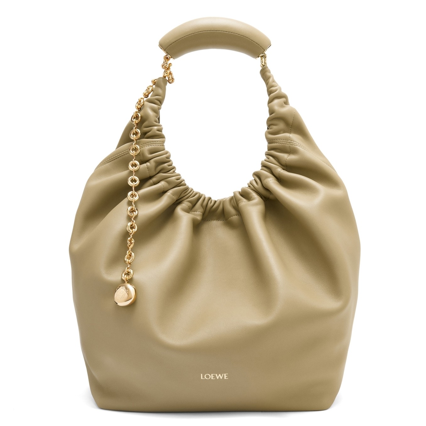 L0ew* medium squeeze bag in clay green nappa lambskin