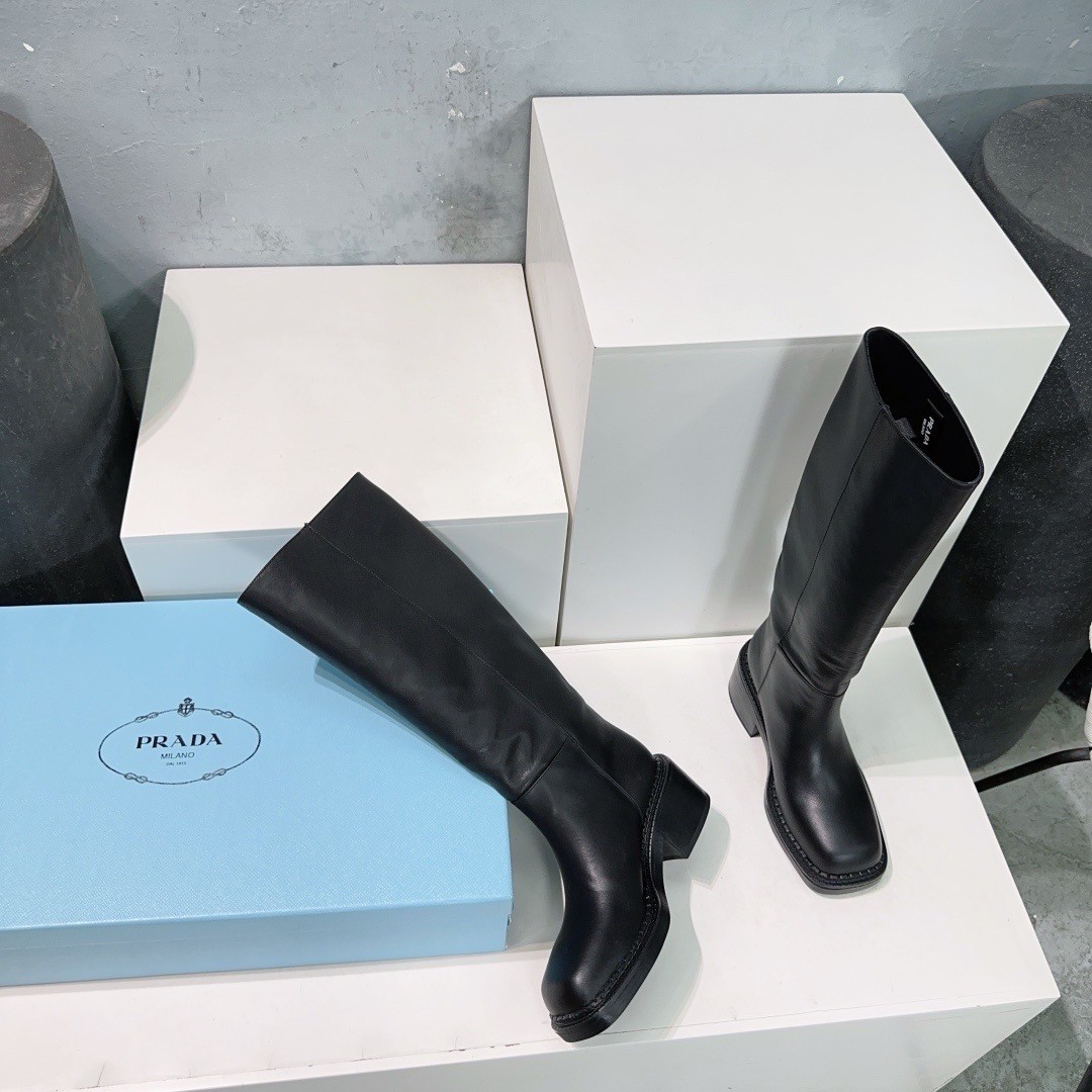 Pra*a knee-high boots 55mm in black leather