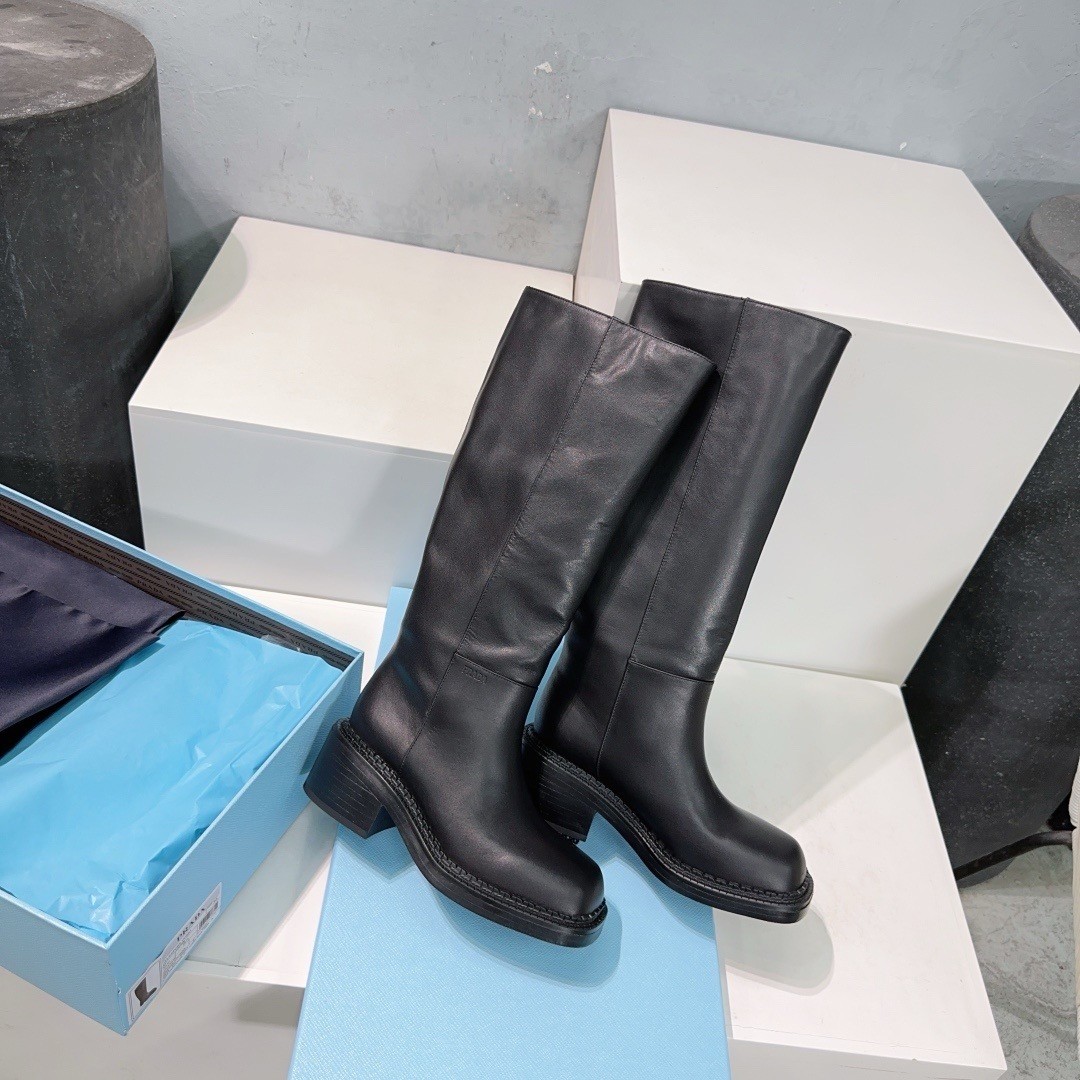 Pra*a knee-high boots 55mm in black leather