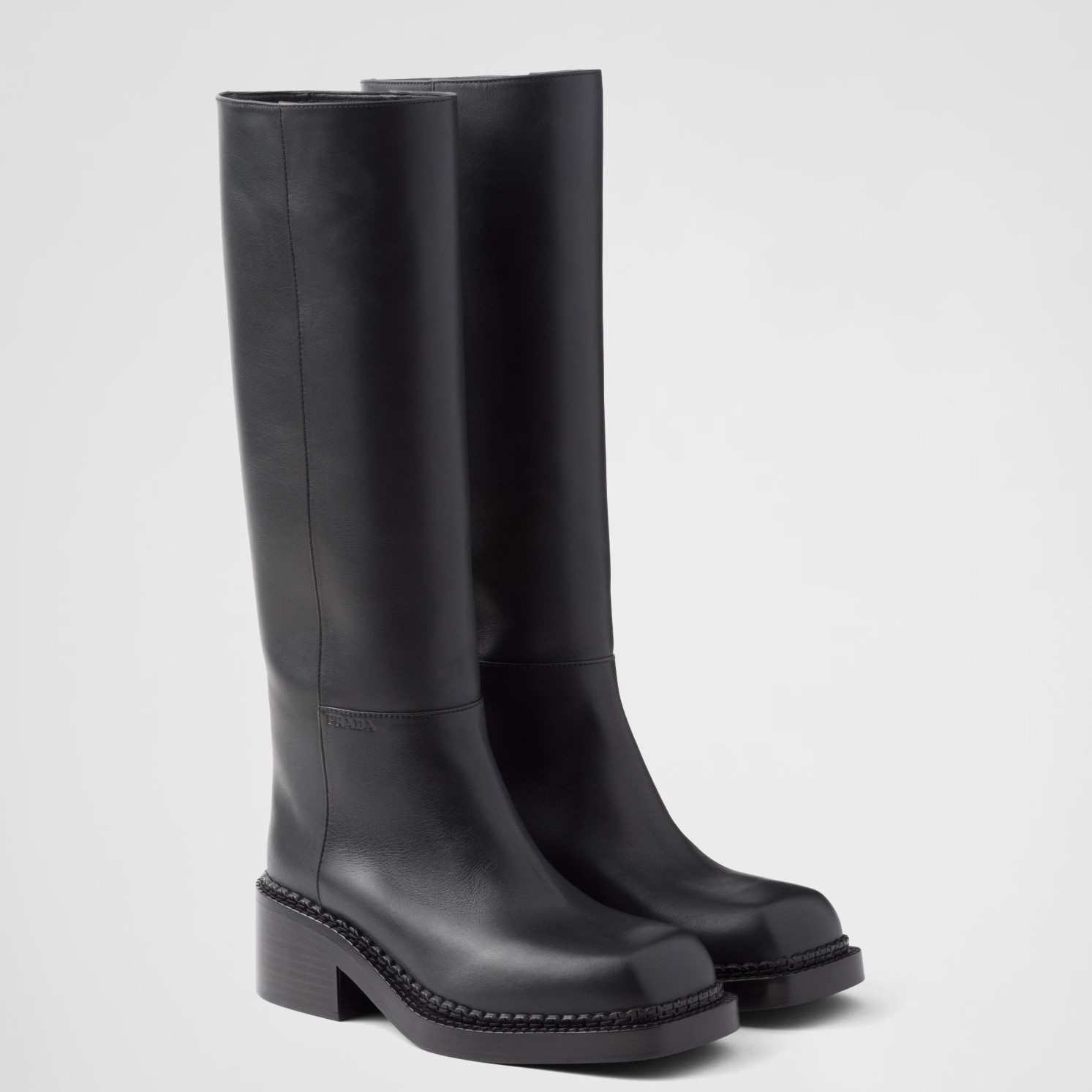 Pra*a knee-high boots 55mm in black leather