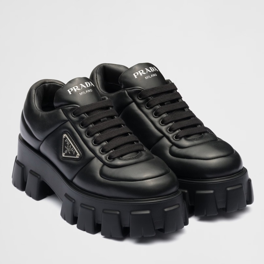 Pra*a women''s sneakers in black padded nappa leather