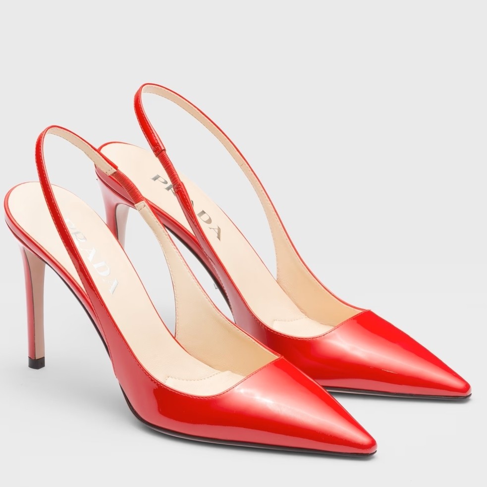 Pra*a slingbacks pumps 95mm in red patent leather