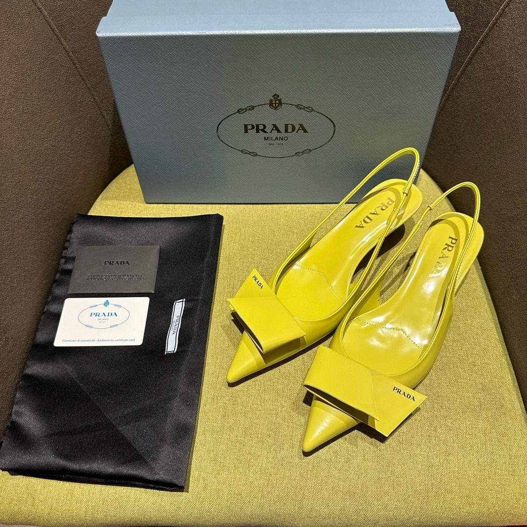 Pra*a slingback pumps 45mm in yellow brushed leather