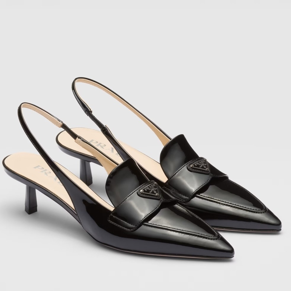 Pra*a slingback pumps 45mm in black patent calfskin