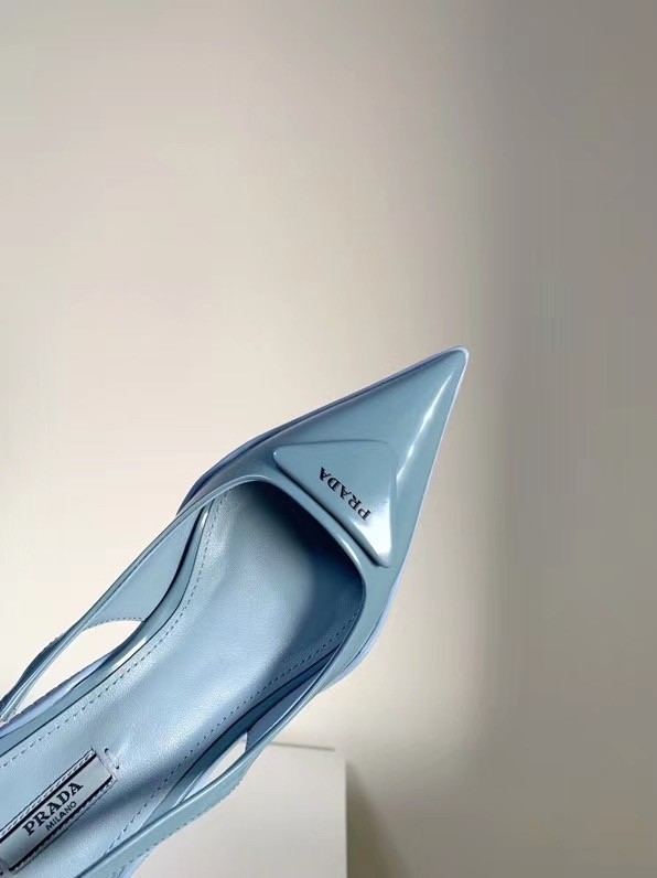 Pra*a slingback pumps in light blue brushed leather