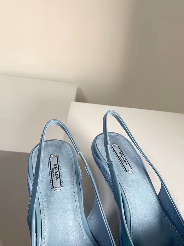 Pra*a slingback pumps in light blue brushed leather