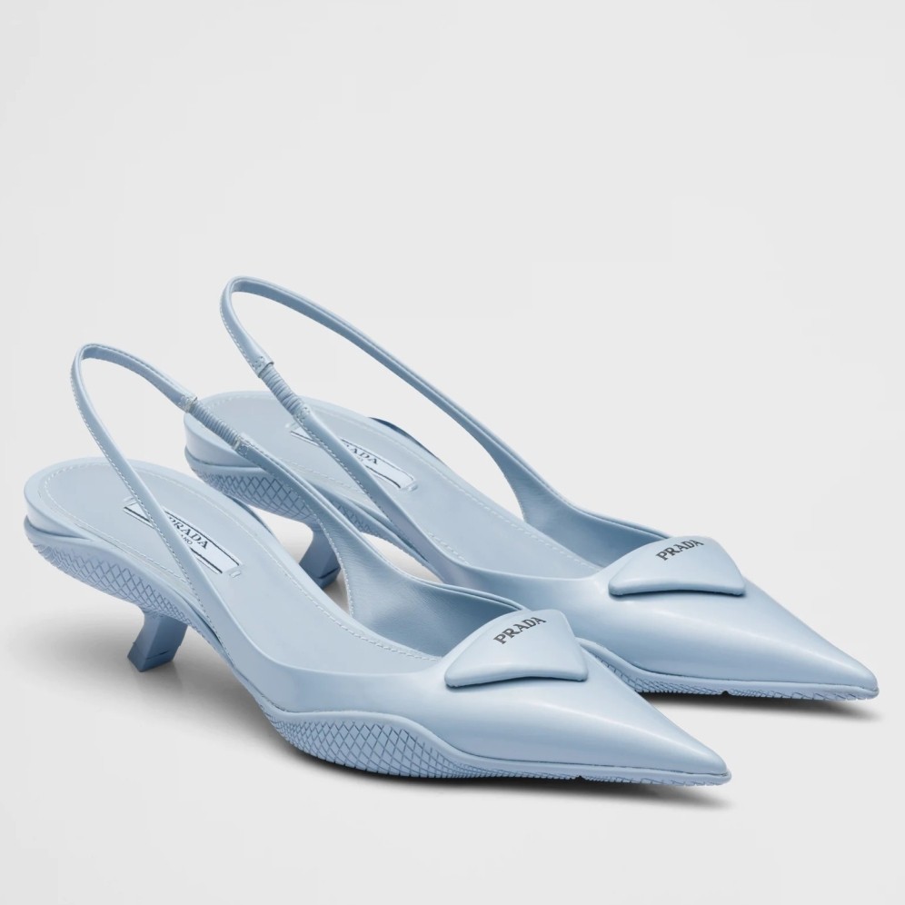 Pra*a slingback pumps in light blue brushed leather
