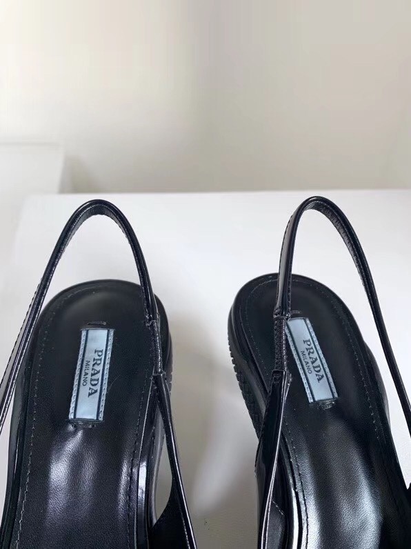 Pra*a slingback pumps in black brushed leather