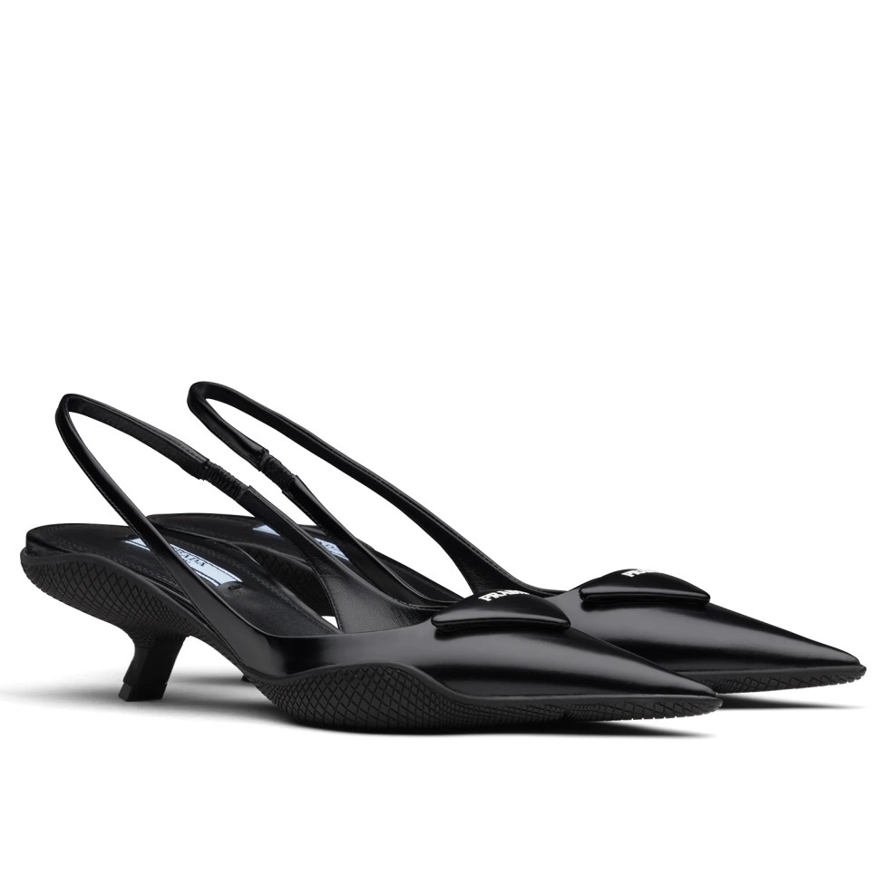 Pra*a slingback pumps in black brushed leather