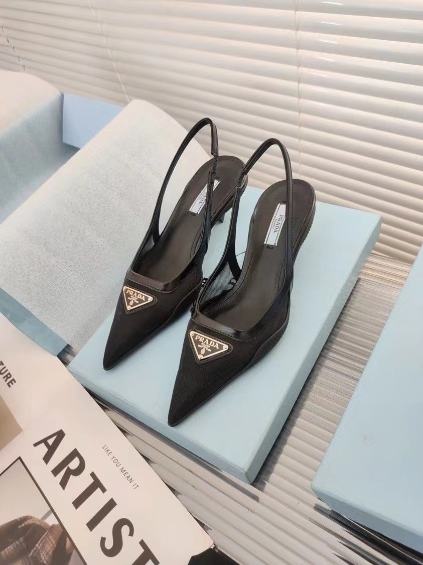 Pra*a slingback pumps in mesh fabric