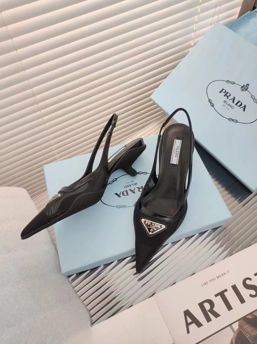 Pra*a slingback pumps in mesh fabric