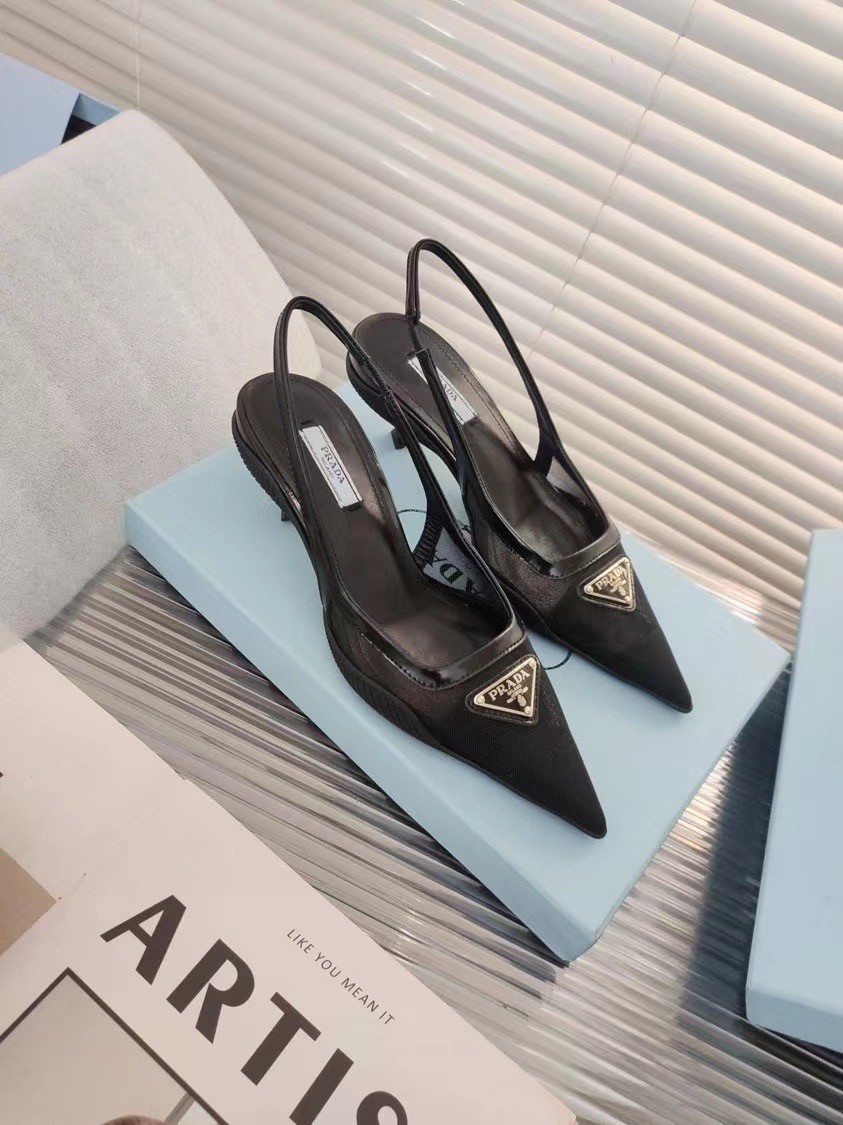 Pra*a slingback pumps in mesh fabric