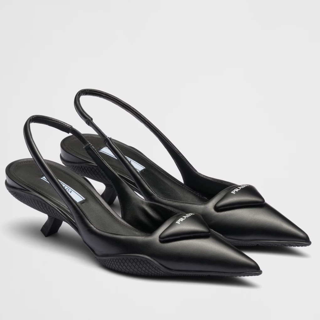 Pra*a slingback pumps in black padded leather