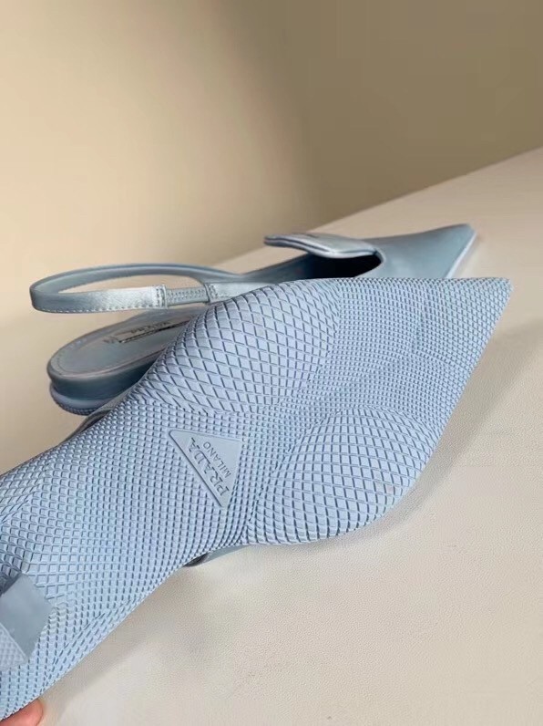 Pra*a gabardine slingback pumps in light blue nylon