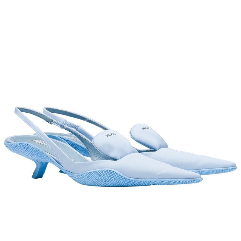Pra*a gabardine slingback pumps in light blue nylon