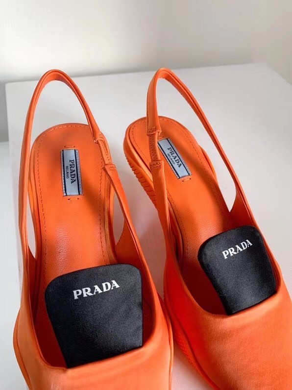 Pra*a gabardine slingback pumps in orange nylon